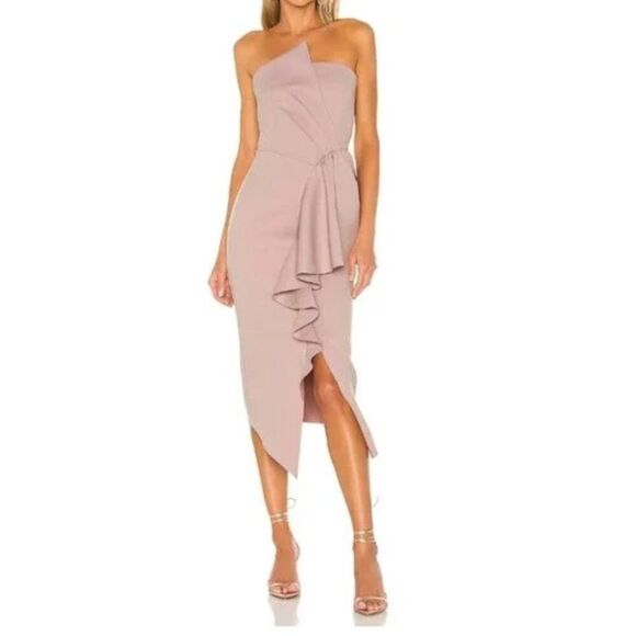 Elliatt Dresses & Skirts - Elliatt Reception Strapless Ruffle Midi Dress Purple Pink XL